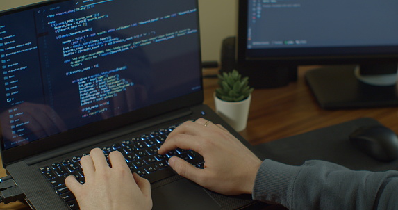 Coding Vs Screen Shot Closeup Coding On Screen Man Hands Coding Html And Programming On ...