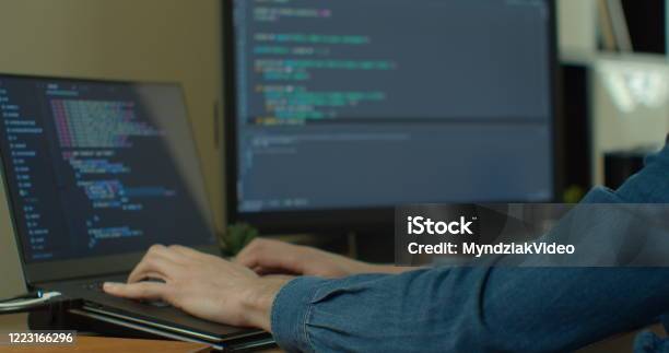 Layar Coding Pemrograman Coding Closeup Di Layar Man Tangan Coding Html Dan Pemrograman Di Layar ...