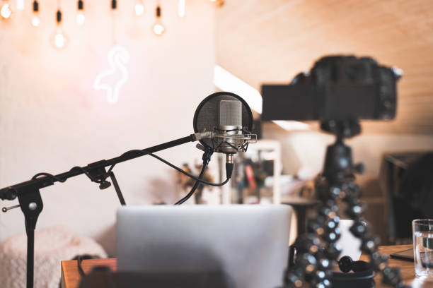istock Video and podcast equipment at home 1223166316