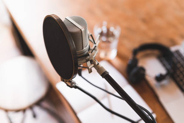 istock Podcast equipment in a home environment 1223166338