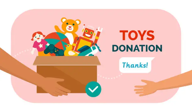 Vector illustration of Charitable toys donation for kids