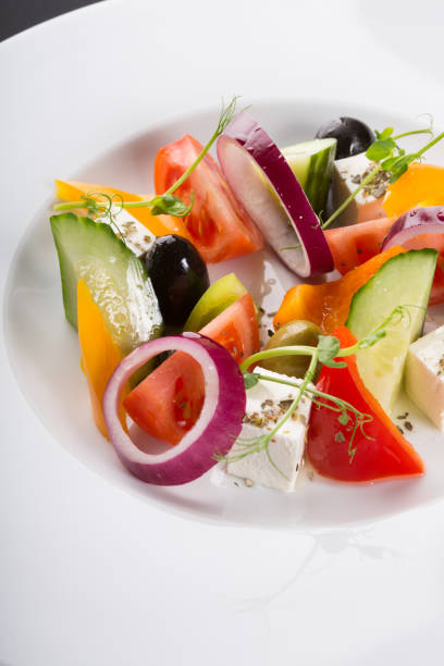 istock Elegant vegetable greek salad 1223168923
