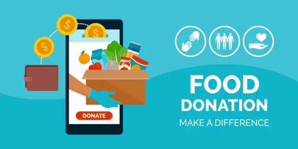 Vector illustration of Food and meal donation app