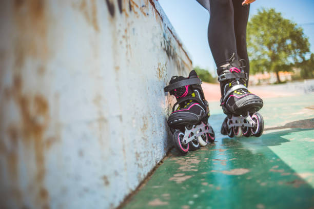 istock A woman rides rollers in a park 1223170940
