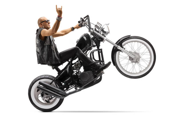 Leros Island, Greece – November 5, 2023: Harley-Davidson on the road and sunny background.