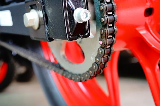 Chain joint of Motorcycle chain on Motorcycle gear
