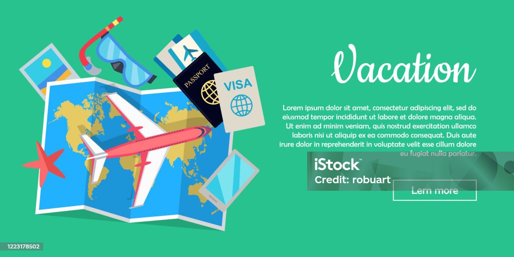 Vector Berlibur Liburan Konseptual Flat Style Vector Web Banner Ilustrasi Stok - Unduh ...