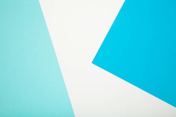 istock Blue and white color paper geometric flat lay background 1223183607