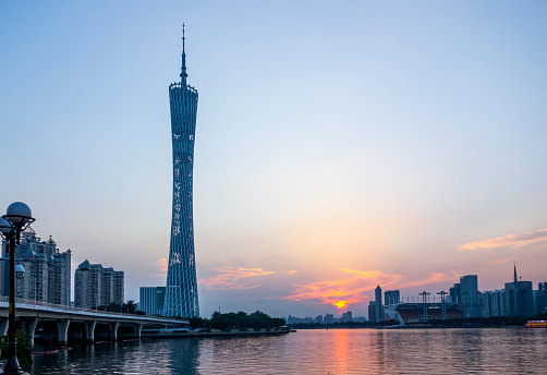 Sunset of Pearl River in Guangzhou, China