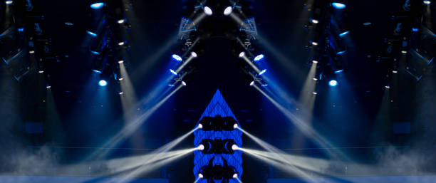 istock Abstract texture background for design. Stage light and smoke on stage, lighting and spotlights. 1223190521