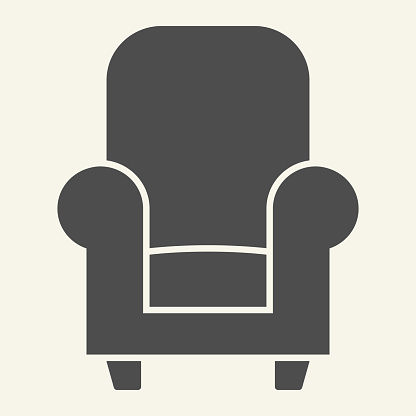 Soft chair solid icon. Comfortable classic armchair symbol, glyph style pictogram on beige background. Chair furniture for relax sign for mobile concept and web design. Vector graphics