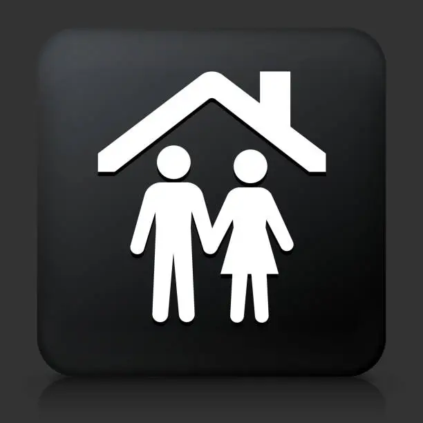 Vector illustration of Family Under a House Roof Icon