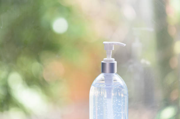 istock Hand sanitizer bottle,alcohol gel antibacterial protect coronavirus,flu over blurred background 1223193037