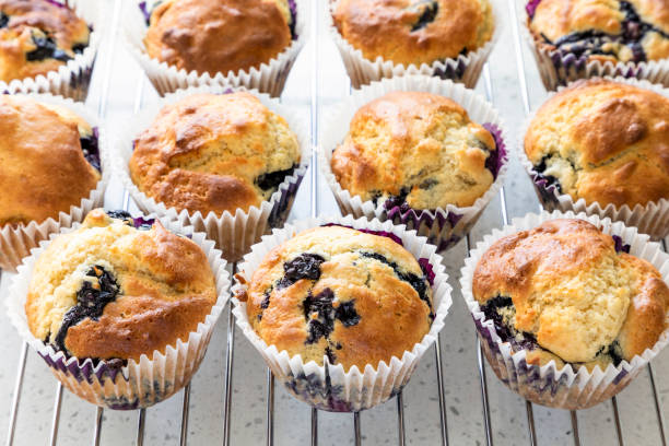istock Fresh home baked blueberry muffins 1223193571