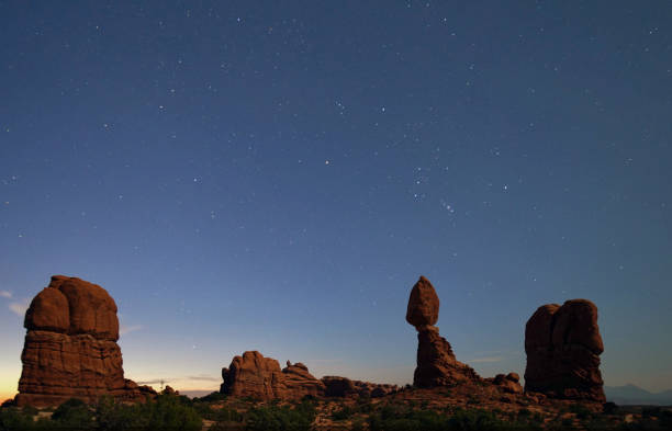 istock Balanced Rock in Arches National Park at night 1223196579