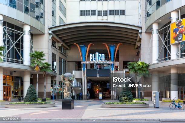 Entrance Of Cobb Plaza Cinema Cafe Stock Photo - Download Image Now - Cafe, Downtown District, Editorial