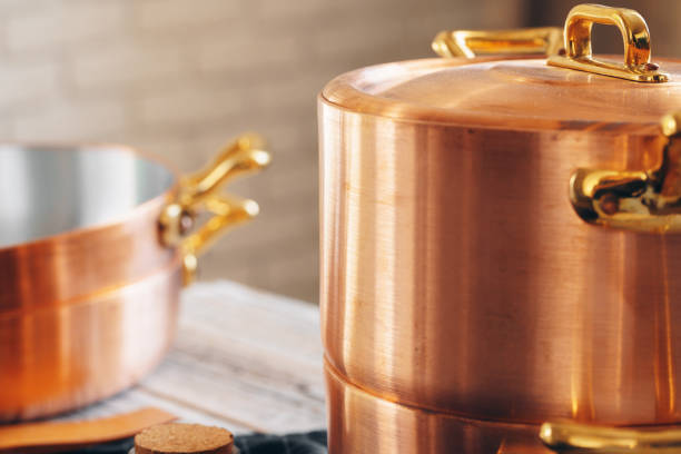istock Close up of a set of copper cookware 1223199839