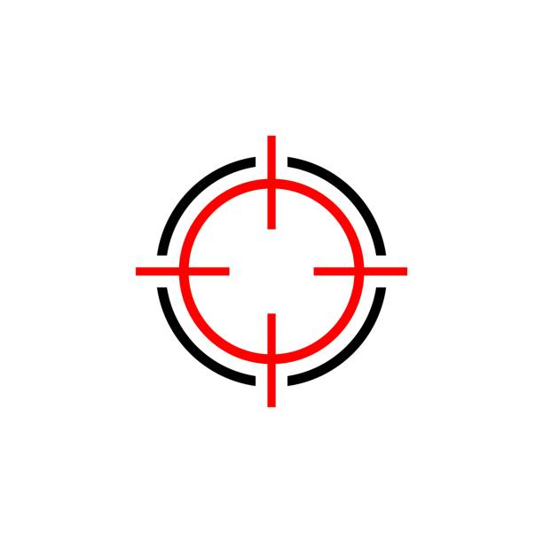 illustrazioni stock, clip art, cartoni animati e icone di tendenza di design illustrazione modello logo segno di destinazione. vettore eps 10. - military target