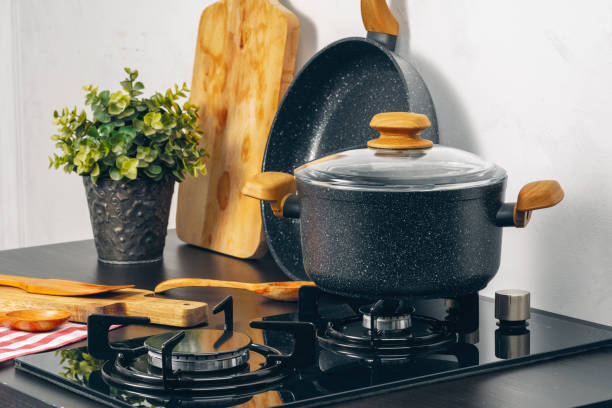 istock Clean saucepan on a gas stove in kitchen 1223200813