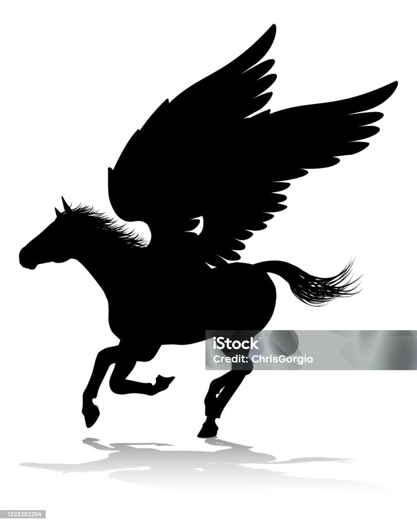 Ngựa Có Cánh Thần Thoại Pegasus Silhouette Hình minh họa Sẵn có ...