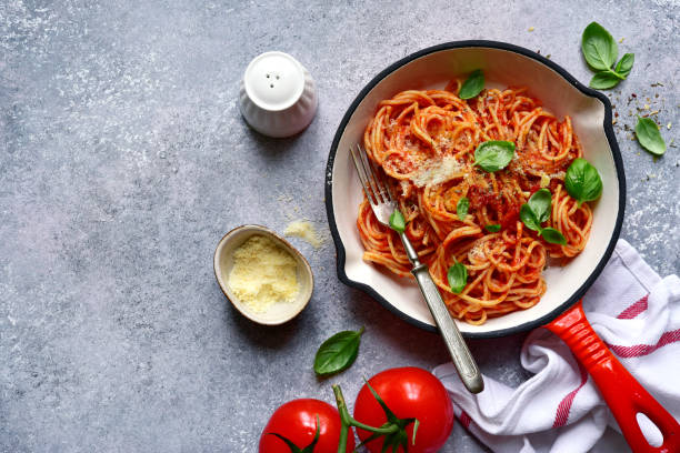 istock Pasta spaghetti in tomato sauce 1223203031