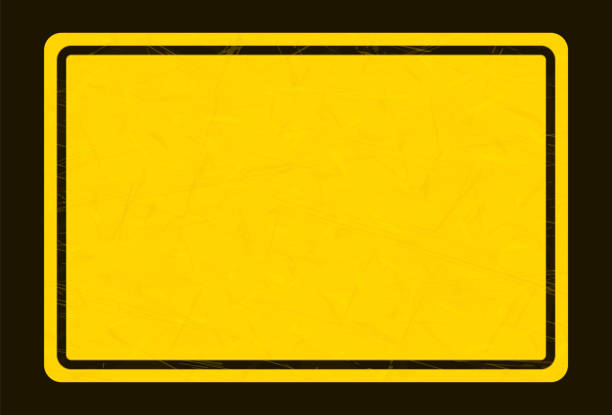 istock Blank Warning Background. Yellow and Black Safety Plate. Vector Worn and Grunge Wallpaper 1223203596