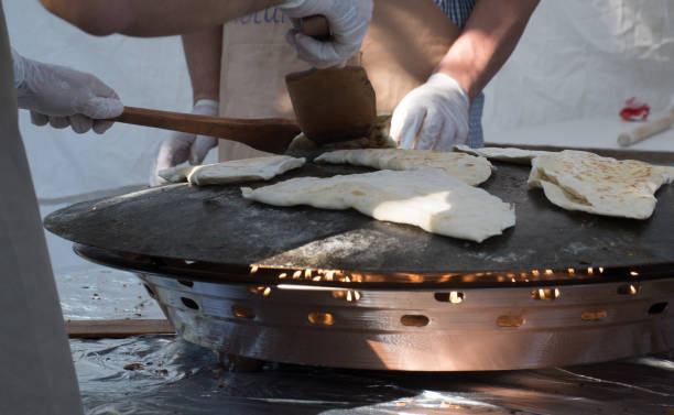istock Traditional Turkish dish called gozleme, made of flat bread stuffed 1223205287