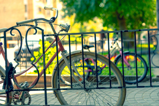 istock Bicycle stands at the garden fence 1223205477