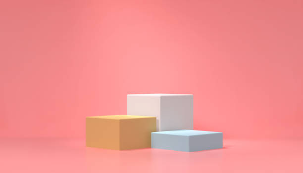 istock 3D rendering podium in multiple cube, abstract minimal concept with pink background, Geometric shape in pastel color. product presentation 1223206523