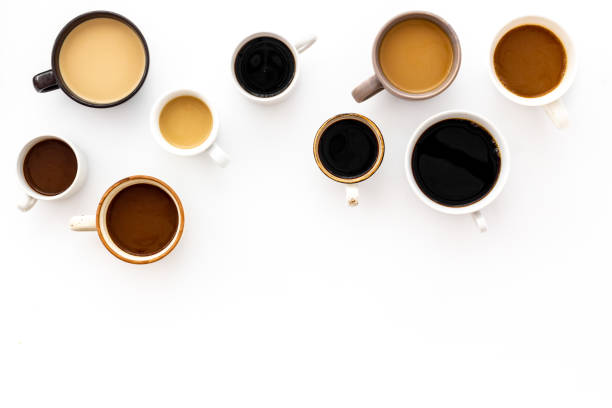 istock Lots of coffee on white table top view copy space 1223206589
