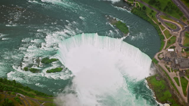 AERIAL Horseshoe Falls along the Canada-USA border