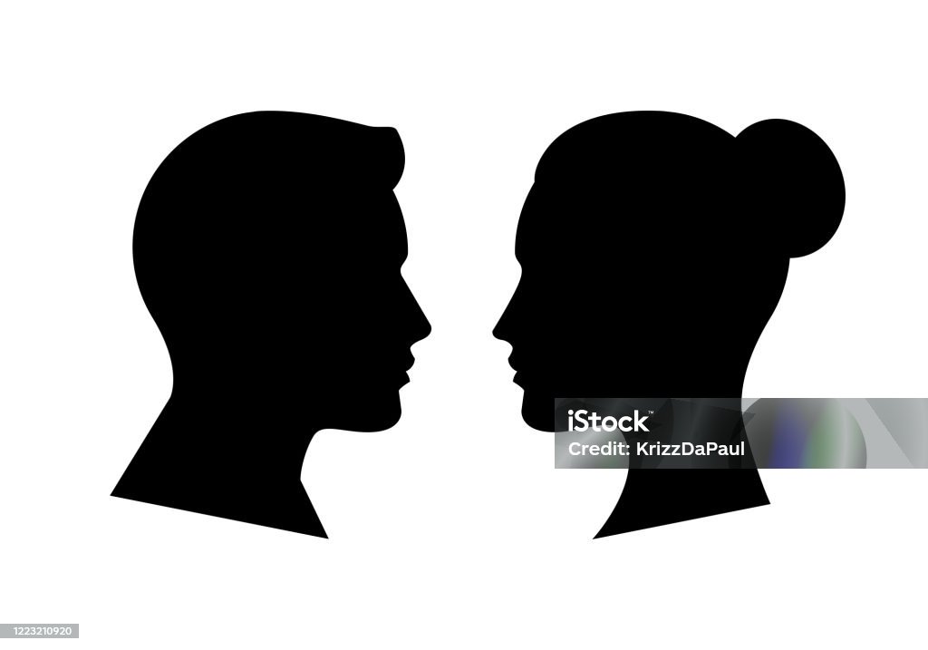 Human Face Side Silhouette In Silhouette stock vector
