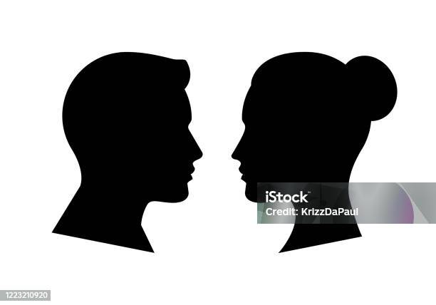 Human Face Side Silhouette Stock Illustration - Download Image Now - In Silhouette, Profile View, Women
