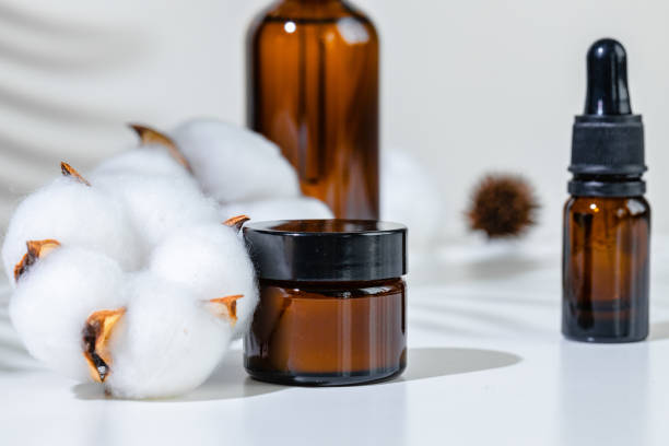 istock Skincare products containers on a white background with creative shadows 1223211485