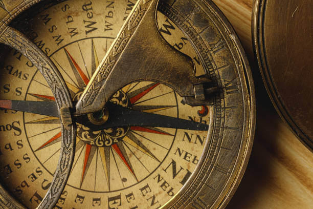 istock Close up view of the old compass 1223211570
