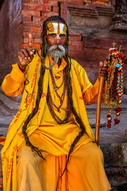 istock Sadhu - indian holyman sitting in the temple 1223214322