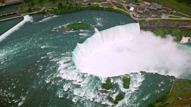 AERIAL Niagara River flowing and creating the gorgeous Horseshoe Falls