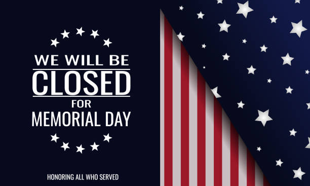 Memorial day closed Memorial day, we will be closed card or background. vector illustration. closed sign stock illustrations