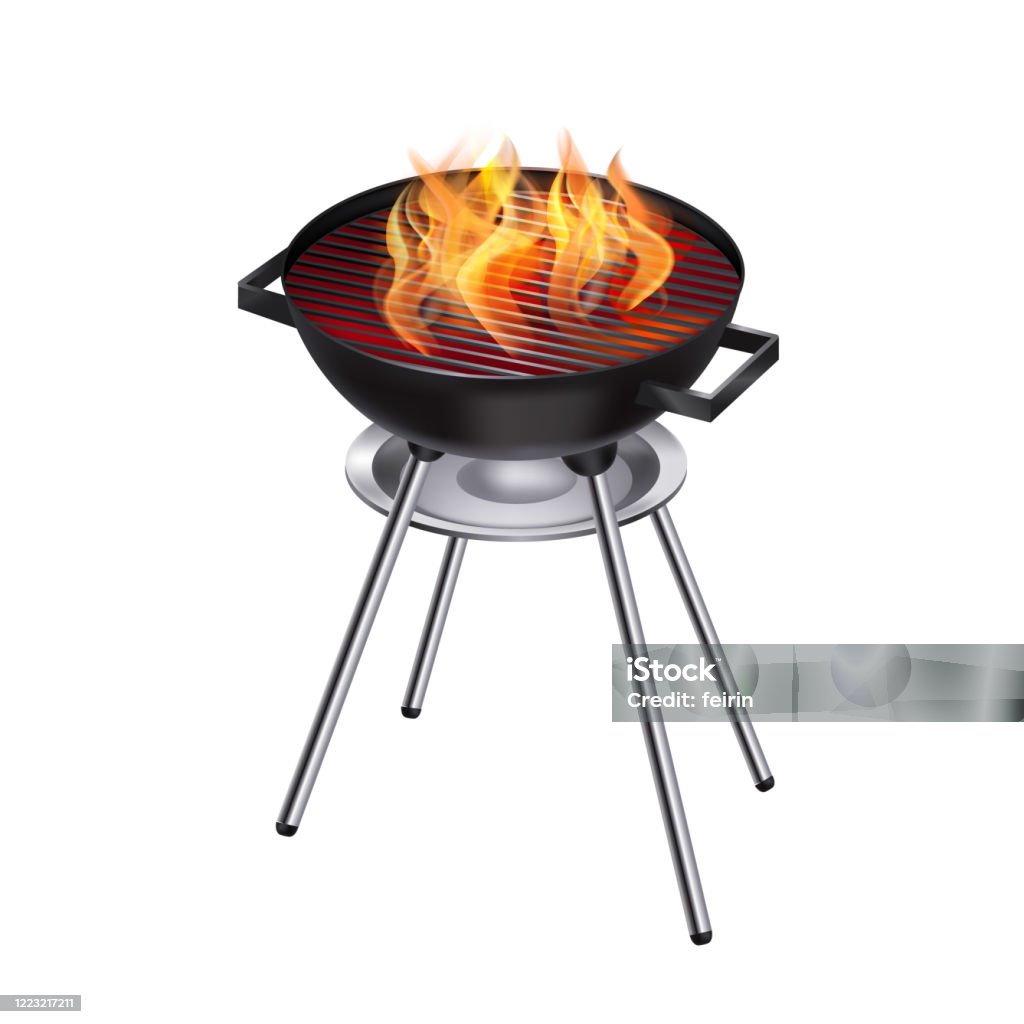 Fire Grill Graphics Isolated Barbecue Grill With Fire On White Background In Realistic ...