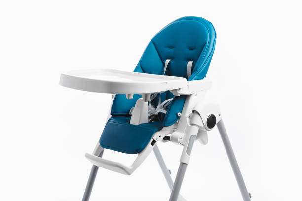 high chair for baby feeding, isolated on white