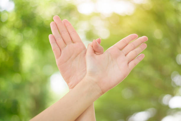 istock World peace Day , human hand on green background 1223219138