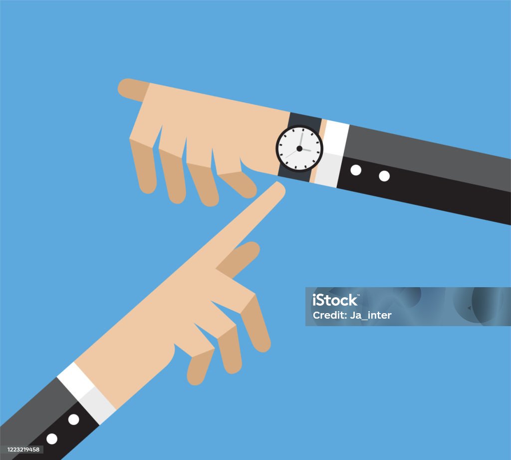 Pointing At Time Time Point Stock Illustration - Download Image Now - Cartoon, Deadline ...