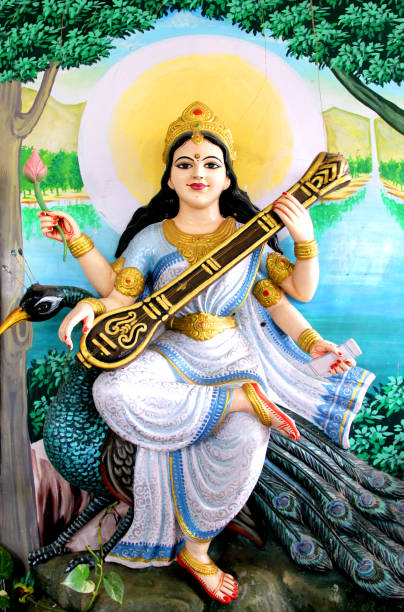 Goddess Saraswati Of Knowledge Arts And Music Wisdom And Nature Stock Photo  - Download Image Now - iStock