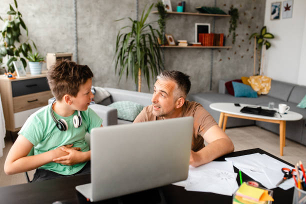 istock Angry father have a discussion with his son about how he is not fully dedicated to learning 1223225642