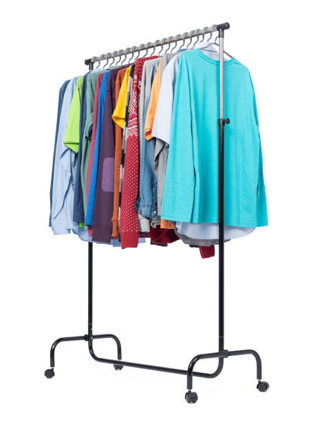 istock Mobile rack with casual clothes isolated on white background. File contains a path to isolation 1223226701