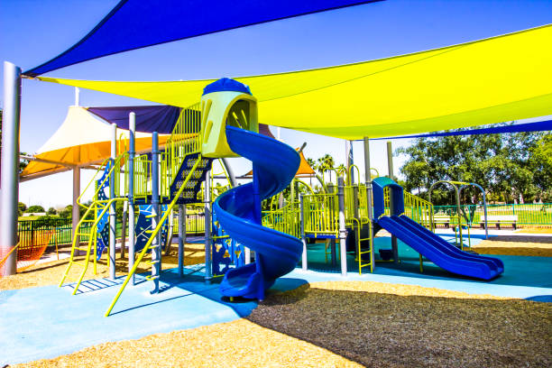 istock Kid's Playground Equipment With Multiple Slides 1223227773