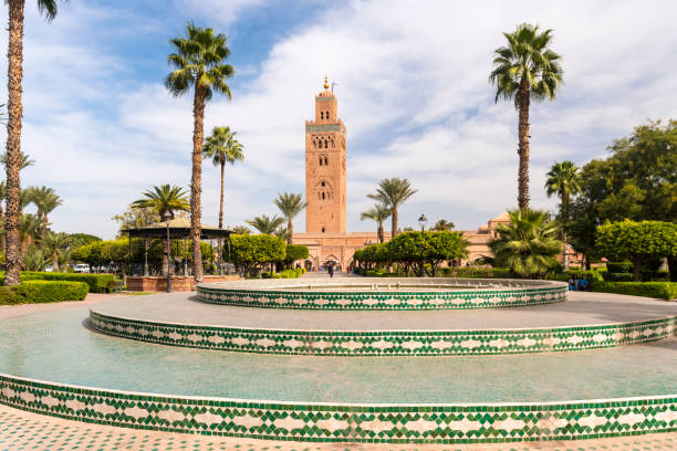 istock Fountain at Lalla Hasna Park with Koutoubia Mosque in the background 1223227968