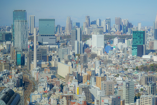 Tokyo skyline seen from the Ebisu Garden Place observatory. Shooting Location: Tokyo metropolitan area