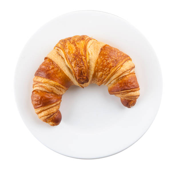 istock Croissant on white plate isolated on white 1223228746