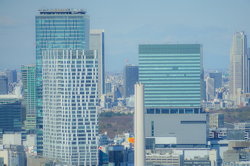 Tokyo skyline seen from the Ebisu Garden Place observatory. Shooting Location: Tokyo metropolitan area